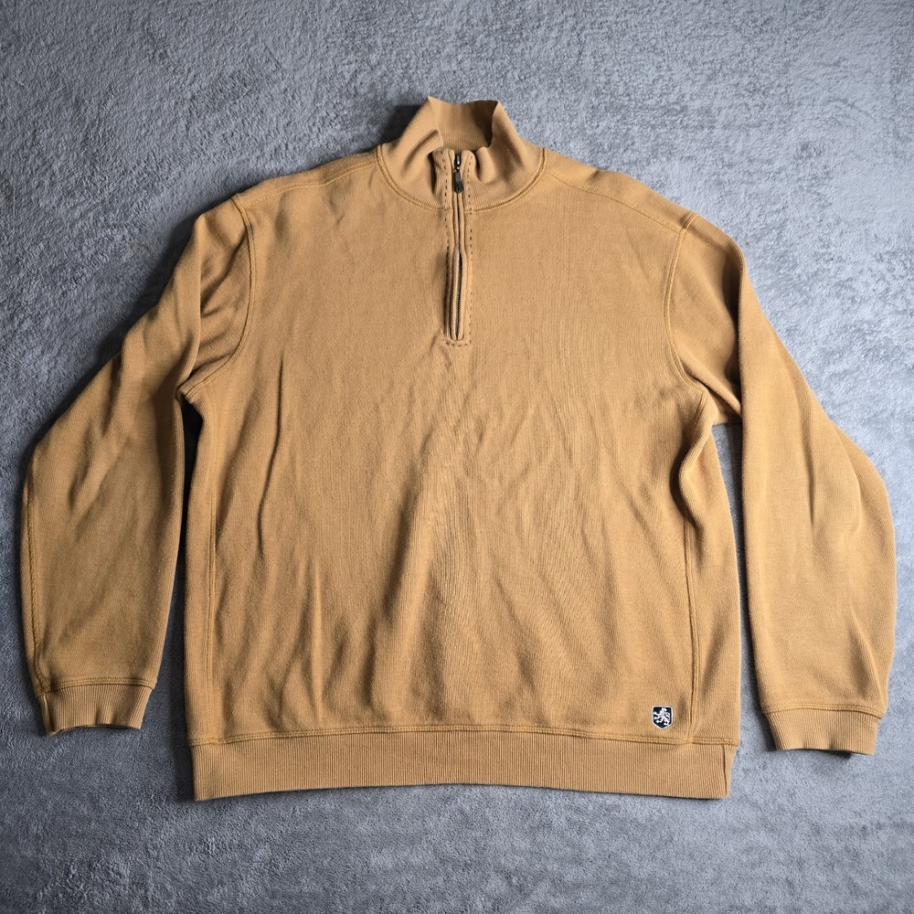 Nat Nast Luxury Originals Sweater Mens Medium Yellow Ochre Long Sleeve 1/4 Zip